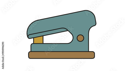 Teal stapler on white background office supplies isolated