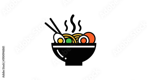 Bowl of ramen noodles with chopsticks