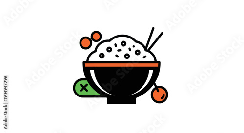 Bowl of rice and chopsticks vector illustration