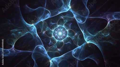 Glowing fractal web forming new patterns background animation