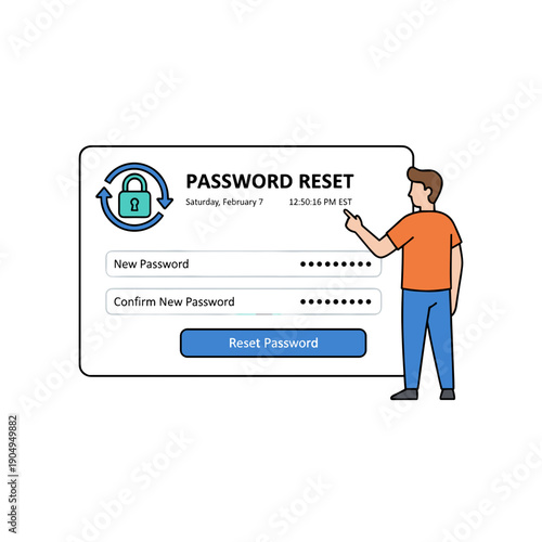 Password reset interface on digital screen concept of account security