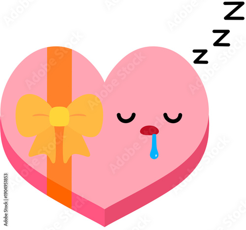 Heart Gift Box Sleeping Face Cartoon