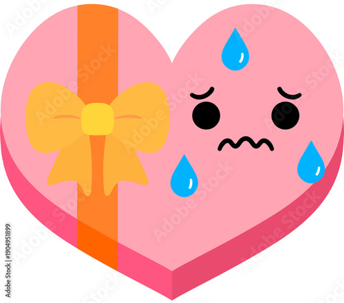 Heart Gift Box Nervous Face Cartoon