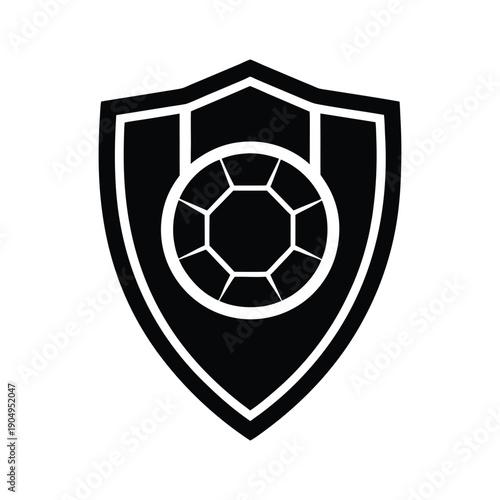 Silhouette of shield logo with soccer ball vector illustration