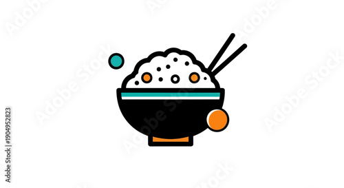 Bowl of rice with chopsticks