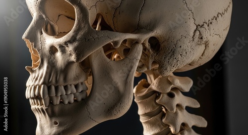 Detailed anatomical illustration of a human skull.