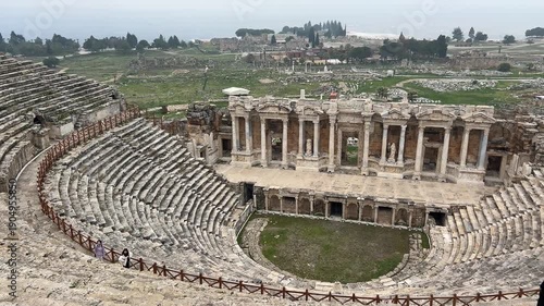 Ruins of Ancient Hierapolis in Pamukkale Turkey Ancient City and Roman Amphitheater