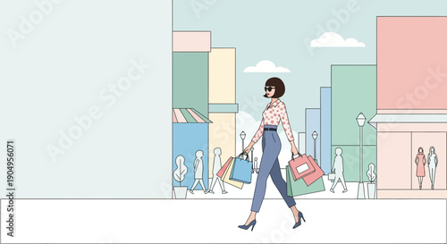 Stylish Woman Shopping in the City A Fashionable Outing.