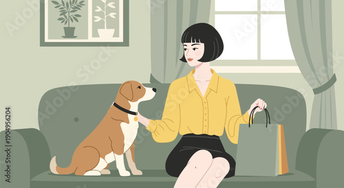 Woman and Dog A Moment of Connection and Companionship.