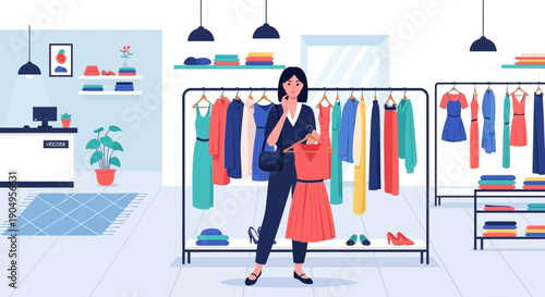 Woman Shopping for Clothes in a Boutique 2.