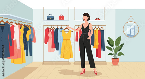 Woman Shopping for Clothes in a Boutique 3.