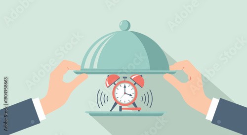 Alarm Clock Under Cloche Time for a Surprise or Important Announcement.