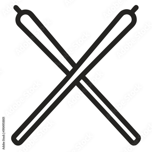 Crossed drumsticks icon symbolizing music and rhythm percussion