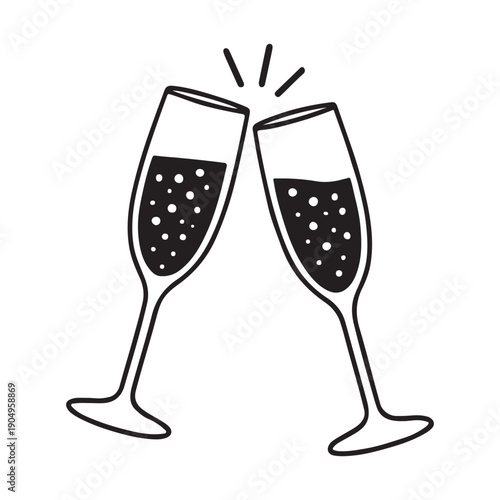 Champagne Toast Glasses Icon for Celebration, Party, and Success