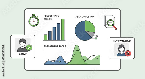 Employee Performance Dashboard with Productivity and Engagement Metrics.