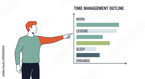 Man Presenting Time Management Outline with WorkLife Balance Graph.