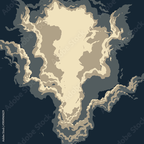 Majestic Skyward View of Dramatic Cloudscape Illuminated by a Radiant Sunbeam Breaking Through the Dense Whirling Clouds in a Stunning Atmospheric Display