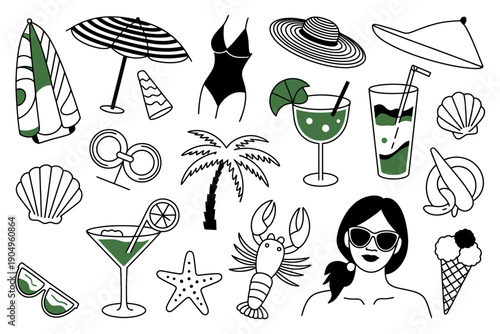 minimal vector la dolce vita doodles collection, art for postcards posters branding and logo design, ranked titles concept, hierarchy lifestyle symbols, premium creative levels for modern italian insp