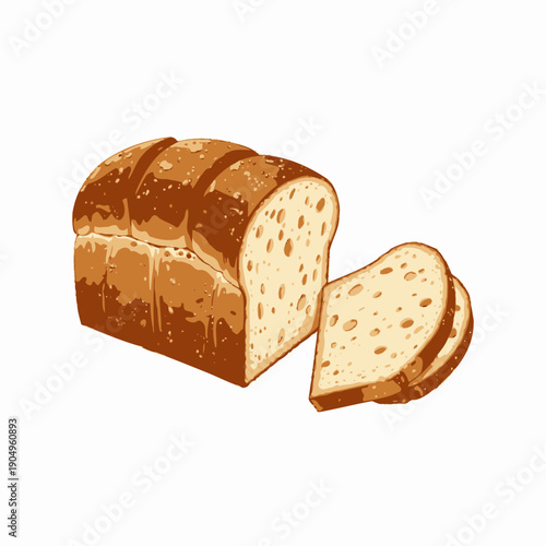 Freshly Baked Loaf of Sliced Bread with Golden Brown Crust and Soft, Airy Texture Ideal for Breakfast or Sandwiches