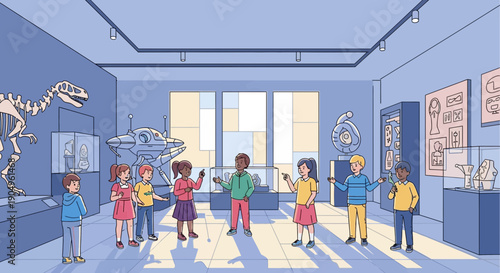 Childrens Museum Visit A Group of Students Exploring Exhibits.