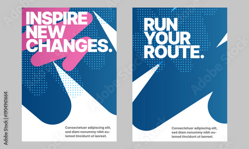 Navy Magenta Strategic Momentum Poster White Geometric Shards and Halftone Pattern for Proactive Evolution and Logistical Branding