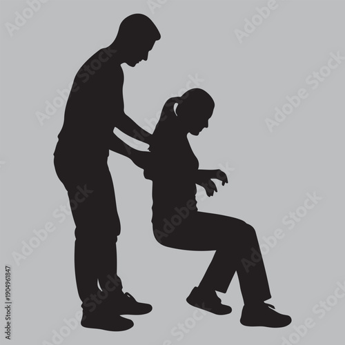 Helping to Stand Silhouette vector design art and illustration