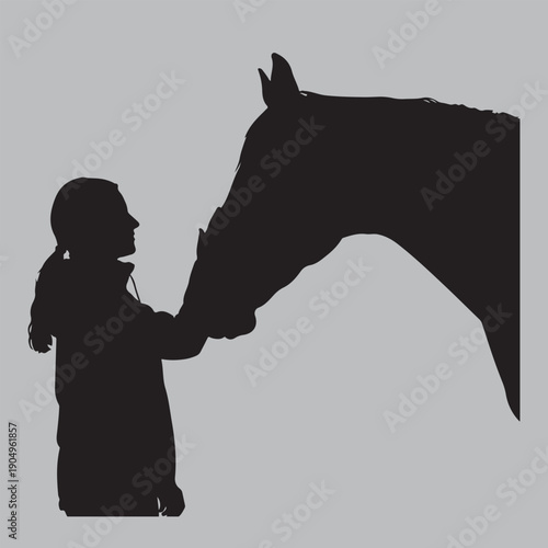 Horse and Human Bond Silhouette vector design art and illustration