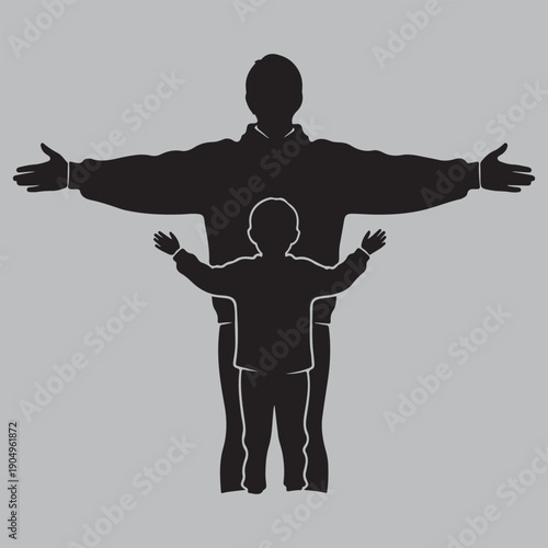 Man Protecting Child Silhouette vector design art and illustration