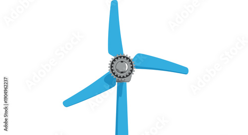 Modern wind turbine featuring a visible central gear mechanism, illustrating renewable energy generation and the integration of mechanical engineering in sustainable power
