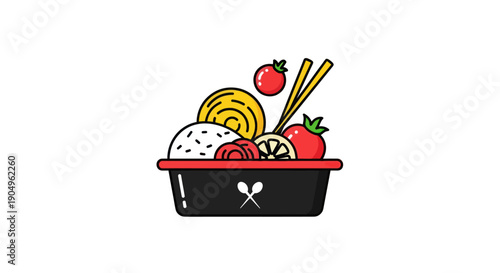 Cartoon bento box illustration
