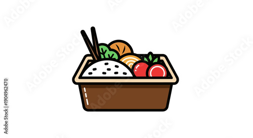 Cartoon bento box illustration