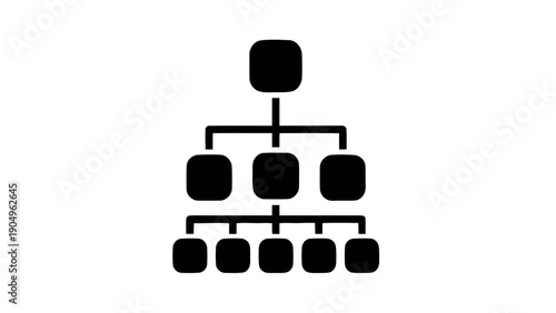 Vector illustration of an abstract hierarchical organization chart icon on transparent background, symbolizing structure, data, and management