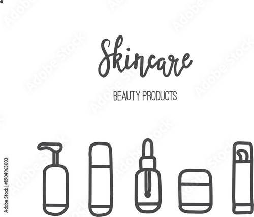 Vector graphic of skincare beauty products icon collection