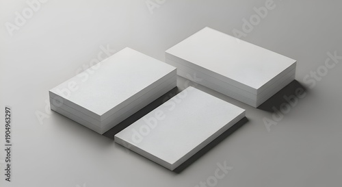 Three Rectangular White Foam Blocks Displayed On Gray Surface Studio Shot