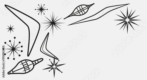 Atomic Era Design Elements Boomerangs Stars and Abstract Shapes.