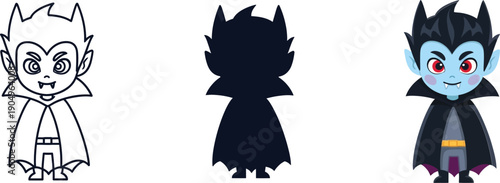 Cartoon vampire characters in various styles for Halloween or fantasy projects