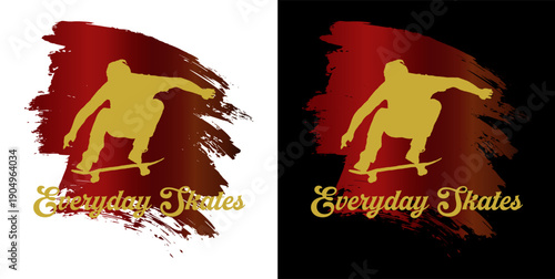 creative silhouette logo of skateboard sport - paintbrush background (artwork 4)