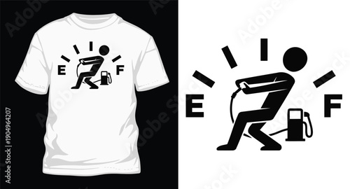 Low fuel empty gas tank graphic design for t-shirt print
