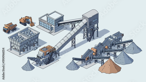 Isometric View of a Modern Aggregate Processing Plant.