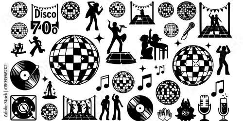 Retro Wedding Disco Ball Party Silhouette