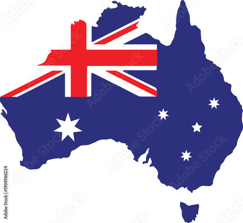 Australia Map Flag Vector Flag Map of Australia