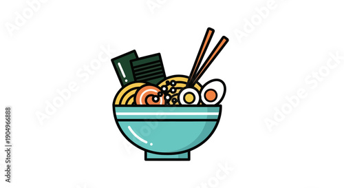 Cartoon ramen bowl illustration
