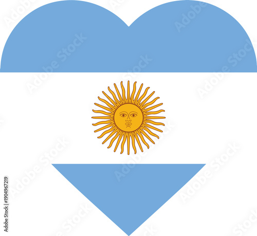 Argentina Flag Love Heart Shape Argentina Flag