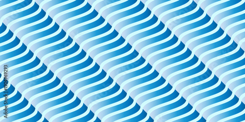 Seamless 3d wallpaper design featuring an abstract blue background with wavy pipes, geometric curves, and light textured lines on a black backdrop vector illustration