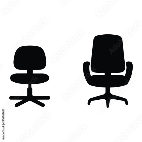Two distinct office chairs with different designs and features. isolated on white background, Vector