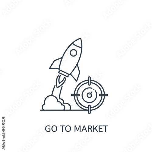 Go To Market Outline Line Icon on White Background