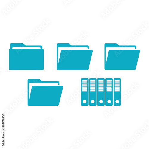 Organized folders and binders representing digital and physical data management isolated on white background, Vector