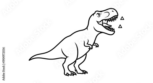 Minimalist T-Rex dinosaur line art silhouette kids fashion icon vector