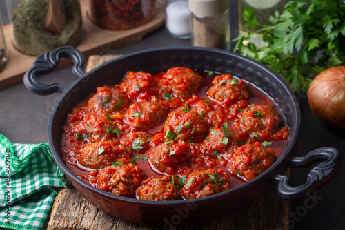 Delicious fresh meatballs i...