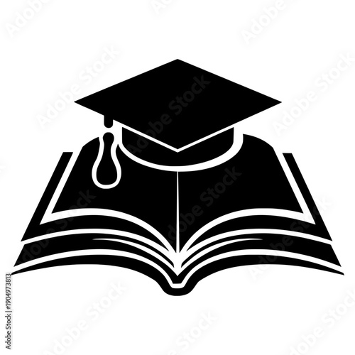 Graduation cap and book symbol representing education and learning